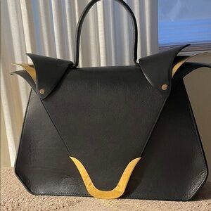 Chic Black and Gold Women's Satchel